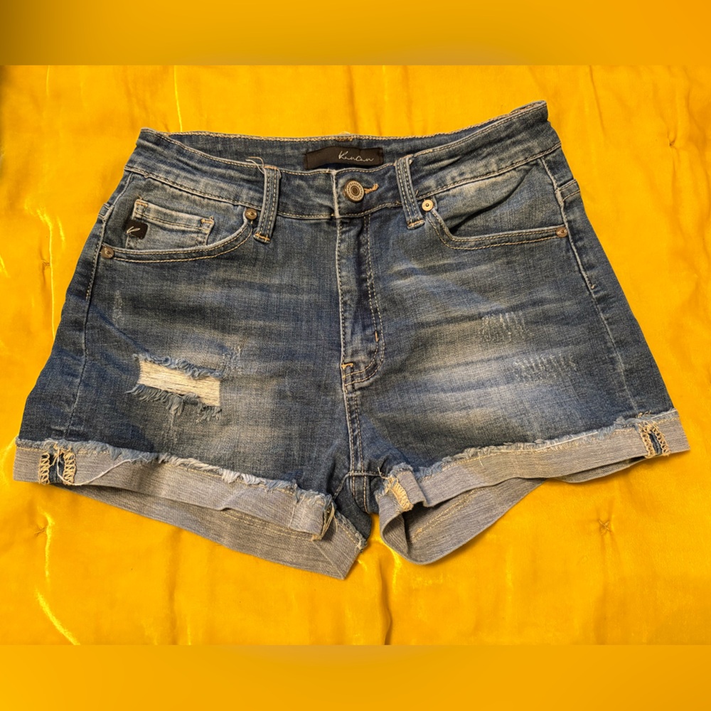 KanCan Blue Distressed Denim Shorts